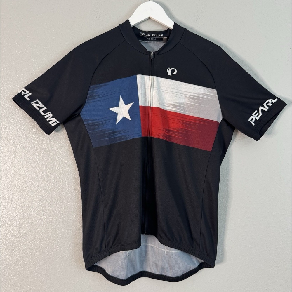 Pearl Izumi Custom Texas Flag Full Zip Cycling Bike Jersey Black Mens XL
